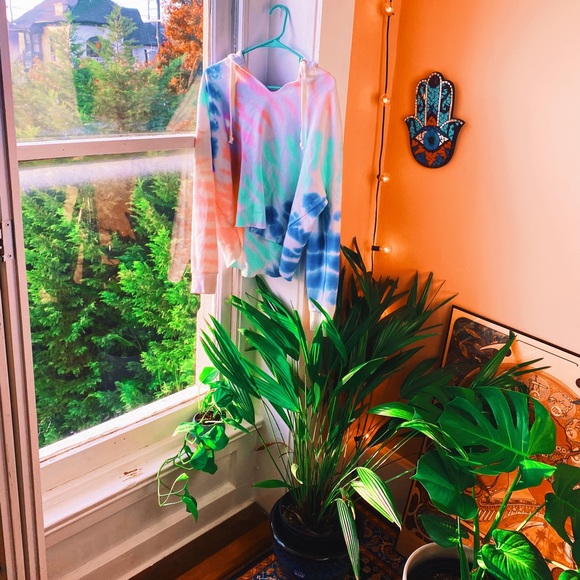 Ocean Drive// Pastel Oversized Tie Dye Drawstring White Hoodie π« - Picture 2 of 8